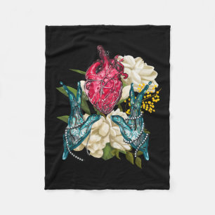 Anatomisch Hart en Bloemen Doctor Valentijn Fleece Deken