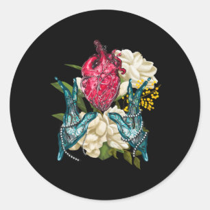 Anatomisch Hart en Bloemen Doctor Valentijn Ronde Sticker