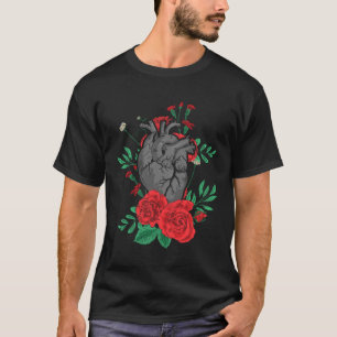 Anatomisch Hart En Bloemen Mannen Vrouwen Cardiolo T-shirt
