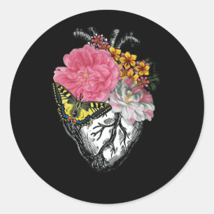 Anatomisch hart en bloemen Show je liefde Ronde Sticker