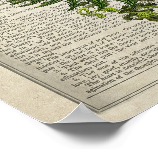 Anatomisch Hart met Bloemen & Kolibrie Poster (Hoek)