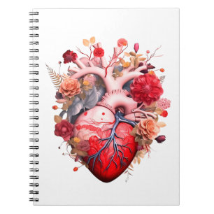 Anatomisch hart met bloemen notitieboek