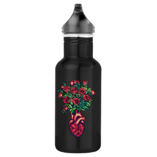 Anatomisch Hart met Rozen, Hart Warrior Waterfles