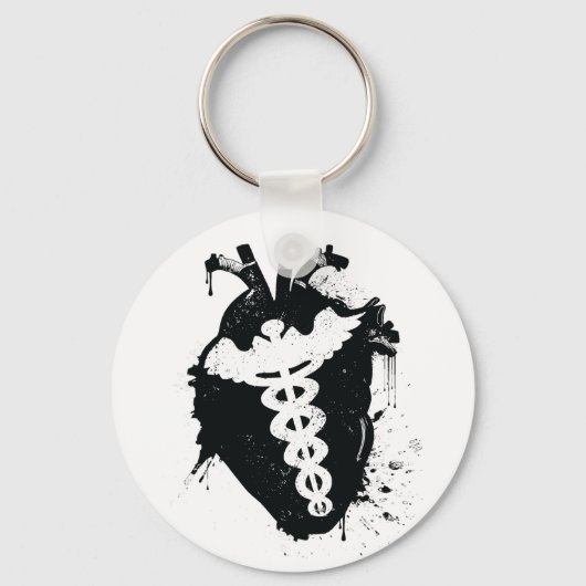 anatomisch hart van caduceus sleutelhanger (Voorkant)