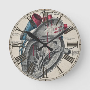 Anatomisch hartdiagram in vintage stijl - wetensch ronde klok