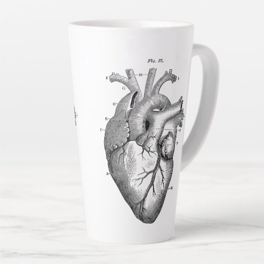 Anatomisch menselijk hart  Kunst met letterlijke M Latte Mok (Rechterhoek)