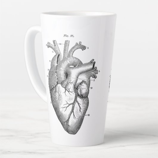 Anatomisch menselijk hart  Kunst met letterlijke M Latte Mok (Linkerhoek)