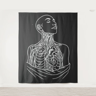 Anatomische Ascensie – Geestachtige Lijn‑Kunst Fig Wandkleed