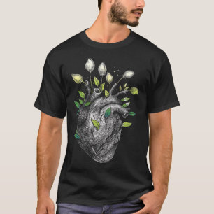 Anatomische hart en bloemen Mannen vrouwen cardiol T-shirt