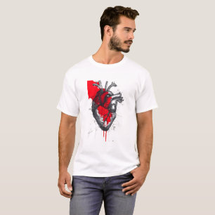 Anatomische Hart Schets Trash Polka Kunst T-Shirt