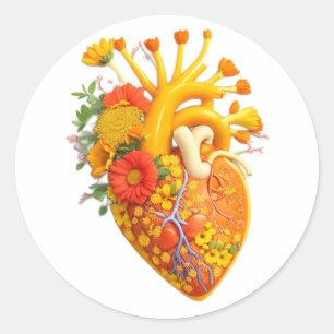 Anatomische hartbloemen ronde sticker