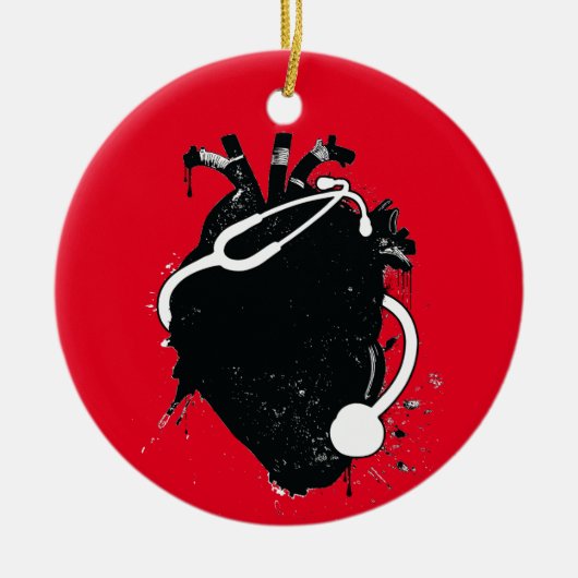 anatomische hartstethoscoop keramisch ornament (Voorkant)