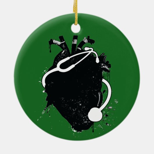 anatomische hartstethoscoop keramisch ornament (Achterkant)
