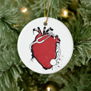 anatomische hartstethoscoop keramisch ornament