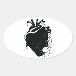 anatomische hartstethoscoop ovale sticker