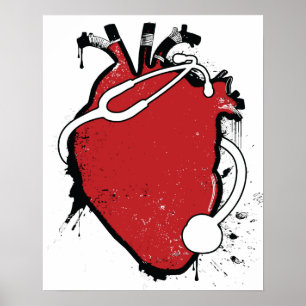 anatomische hartstethoscoop poster