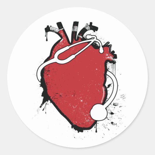 anatomische hartstethoscoop ronde sticker (Voorkant)