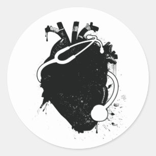 anatomische hartstethoscoop ronde sticker