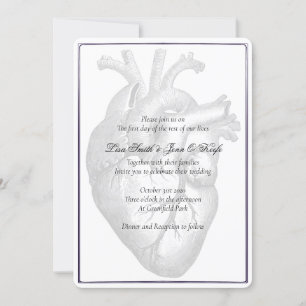 Anatomische heart Gothic Wedding Invitations Kaart