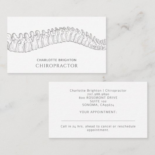 Anatomische wervelkolom Chiropractor benoeming en Visitekaartje (Voorkant / Achterkant)