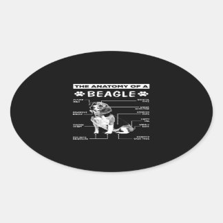 Anatomy Beagle Dog Ovale Sticker