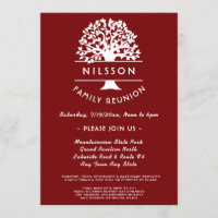 Ancestry Tree Berry Red Family Reunion Invitation