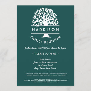 Ancêtre Arbre Bleu Vert Famille Réunion Invitation