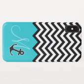 Anchor Aqua Blue Chevron Pattern Stylish Monogram Case-Mate iPhone Case (Achterkant (horizontaal))