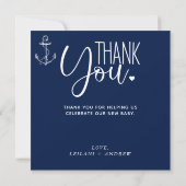 Anchor Baby shower Nautical Navy Blue Bedankkaart (Achterkant)