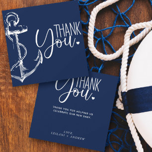 Anchor Baby shower Nautical Navy Blue Bedankkaart