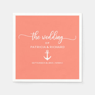 Anchor Beach Bruiloft Koraal en Wit Servet
