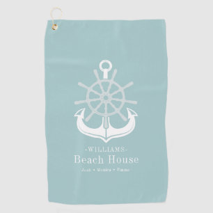 Anchor Beach House Familienaam Blauwgroen Golfhanddoek