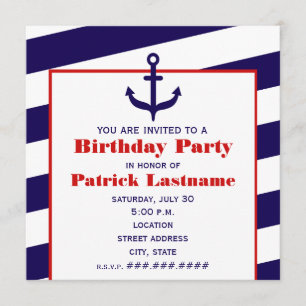 Anchor Birthday Party Ocean / Sailing Kaart