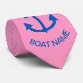 Anchor Blue Gepersonaliseerd Uw Boot Naam Roze Stropdas (Opgerold)
