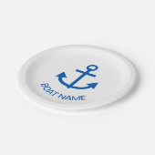 Anchor Blue Gepersonaliseerd Uw Boot Naam Wit Papieren Bordje (Gekanteld)