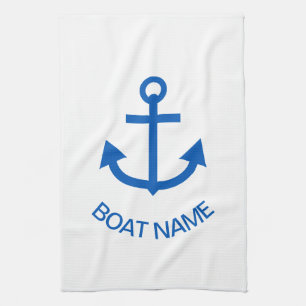 Anchor Blue Gepersonaliseerd Uw Boot Naam Wit Theedoek