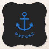 Anchor Blue Gepersonaliseerd Uw Boot Naam Zwart Kartonnen Onderzetters (Voorkant)