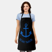 Anchor Blue Gepersonaliseerd Uw Boot Naam Zwart Schort (Gedragen)