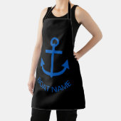 Anchor Blue Gepersonaliseerd Uw Boot Naam Zwart Schort (Insitu)