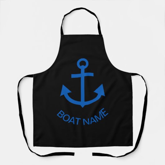 Anchor Blue Gepersonaliseerd Uw Boot Naam Zwart Schort (Voorkant)