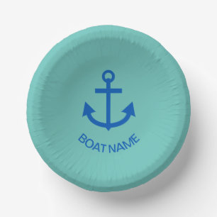 Anchor Blue Gepersonaliseerd Uw Bootnaam Zee Groen Papieren Kommen