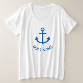 Anchor Blue Gepersonaliseerde uw bootnaam Grote Maat T-shirt