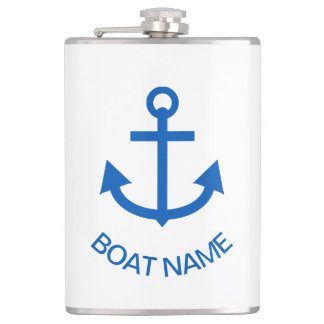 Anchor Blue Gepersonaliseerde uw bootnaam Heupfles