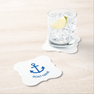 Anchor Blue Gepersonaliseerde uw bootnaam Kartonnen Onderzetters