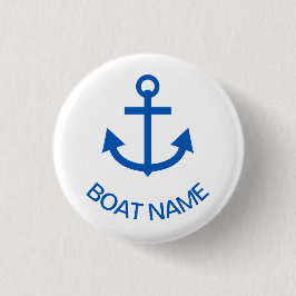 Anchor Blue Gepersonaliseerde uw bootnaam Ronde Button 3,2 Cm