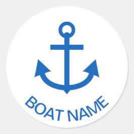 Anchor Blue Gepersonaliseerde uw bootnaam Ronde Sticker