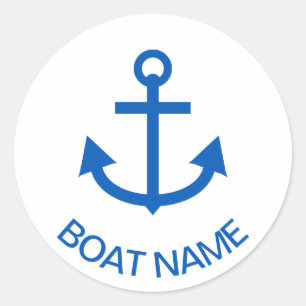 Anchor Blue Gepersonaliseerde uw bootnaam Ronde Sticker