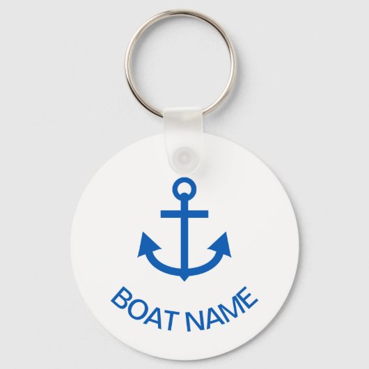 Anchor Blue Gepersonaliseerde uw bootnaam Sleutelhanger (Voorkant)