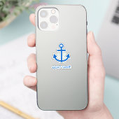 Anchor Blue Gepersonaliseerde uw bootnaam Sticker (Telefoon)