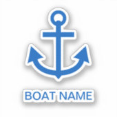 Anchor Blue Gepersonaliseerde uw bootnaam Sticker (Voorkant)